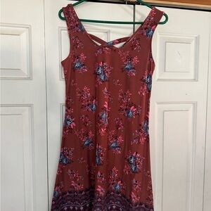 Floral Sleeveless Dress - Rust and Blue